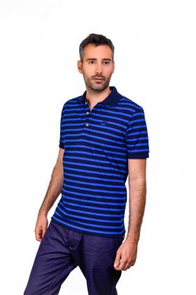 Polo homme à rayures bleues